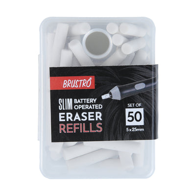 Brustro Slim Battery Operated Eraser Refills - 50 Pieces of 5x25mm