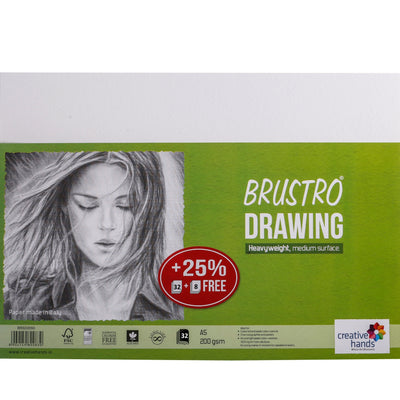 BRUSTRO Artists ’ FINEART Graphite Pencil Set of 12 (10B-2H), with Wiro Bound A5 Size Artists Sketch Book, 120 Pages, 160 GSM