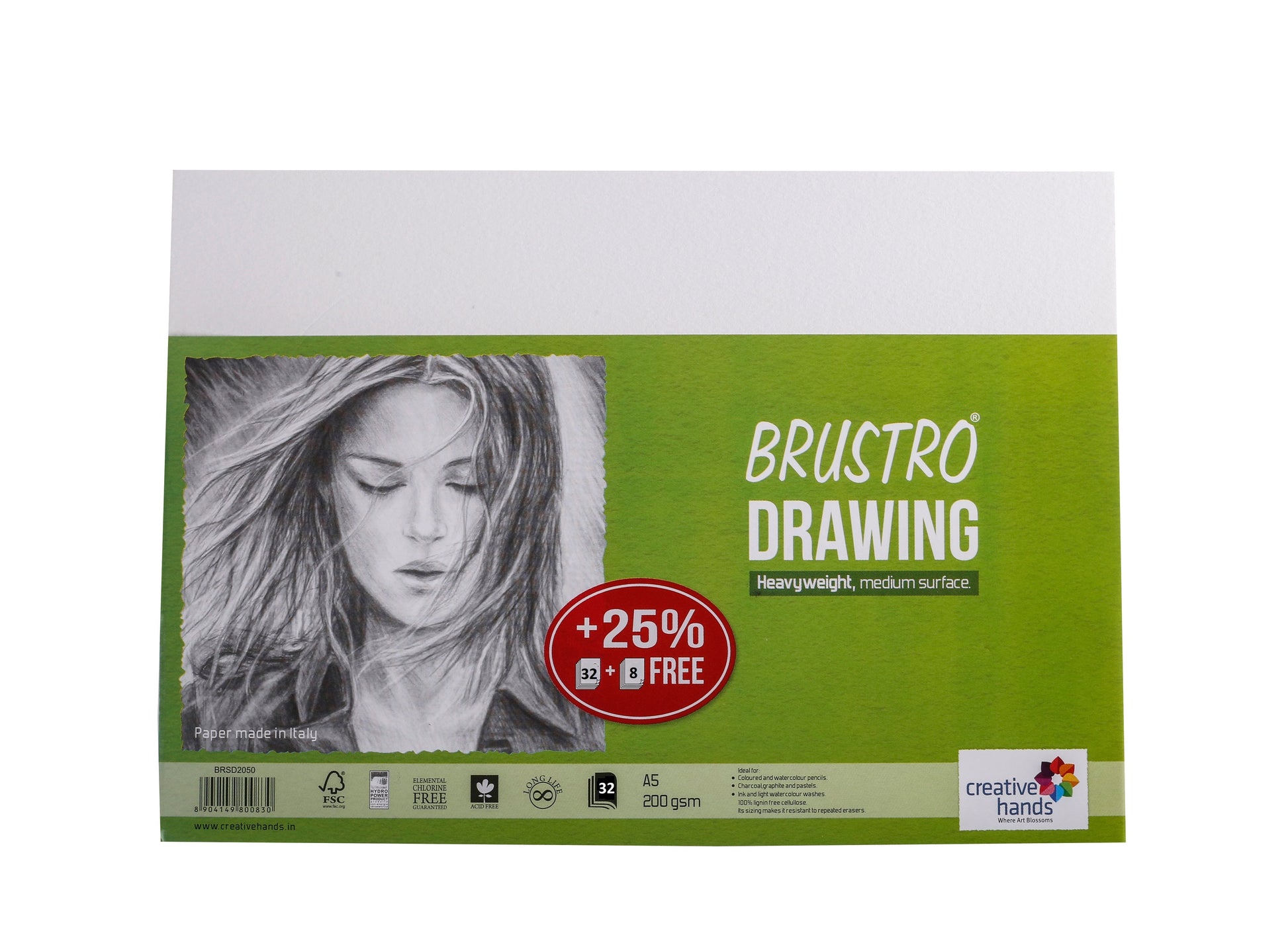 BRUSTRO Artists ’ FINEART Graphite Pencil Set of 12 (10B-2H), with Wiro Bound A5 Size Artists Sketch Book, 120 Pages, 160 GSM