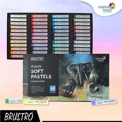 Brustro Artists Soft Pastels Set of 48 with Drawing Pad A4