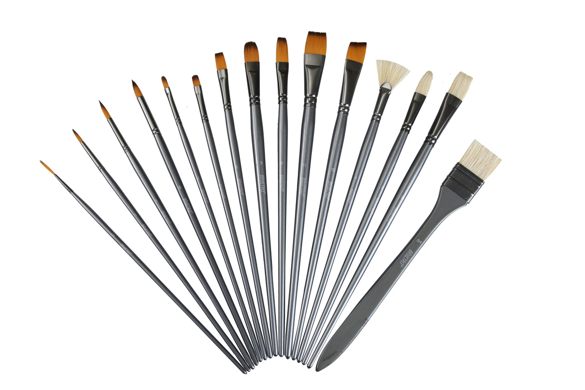 Brustro Artists’ Mixed Hair Brush Set of 15 IN PU BAG