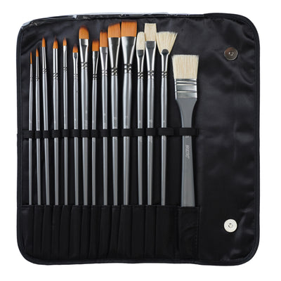 Brustro Artists’ Mixed Hair Brush Set of 15 IN PU BAG