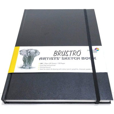 Brustro Artists Stitched Bound Sketch Book, A4 Size, 160 Pages, 110 GSM (Acid Free)