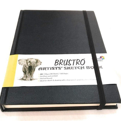 BRUSTRO Artists Stitched Bound Sketch Book| A5 Size, 160 Pages, 110 GSM | Ideal for Students,Adults, Color, Sketching, Shading, Drawing, Blending, Mandala, Fine Art, School, Portrait, Professional Use