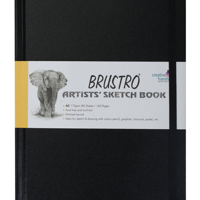BRUSTRO Artists Stitched Bound Sketch Book| A5 Size, 160 Pages, 110 GSM | Ideal for Students,Adults, Color, Sketching, Shading, Drawing, Blending, Mandala, Fine Art, School, Portrait, Professional Use