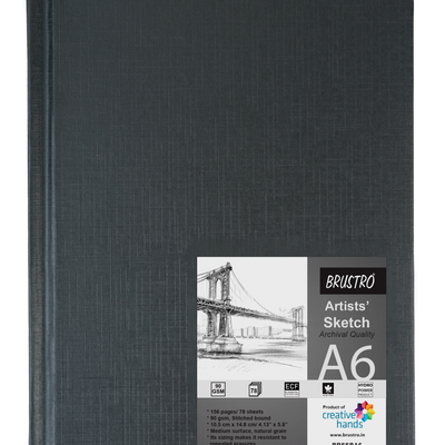 Brustro Artists Sketch Book A6 Size Stitched Bound 156 Pages 90 GSM (Acid Free)
