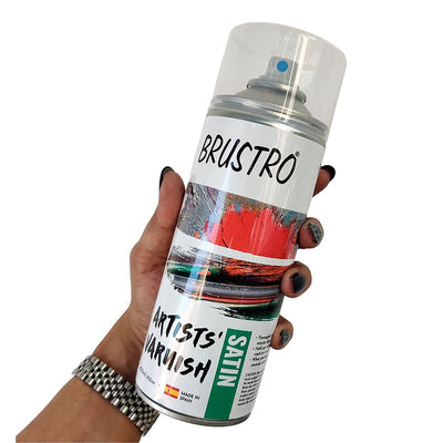 Brustro Artist's Picture Varnish Spray Can|400ml|Satin Finish|Perfect Coating on Acrylic Painting,Watercolours,Oil Paints,Non-yellowing,Non Toxic,Transparent,Canvas,Paper, Artwork Protection.