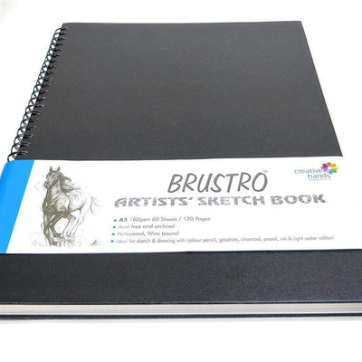 BRUSTRO Artists Wiro Bound Sketch Book| Spiral | A3 Size, 120 Pages, 160 GSM| Ideal for Students and Adults,Home, School, Students, Beginners, Professional Drawing, Sketching, Mandala Art