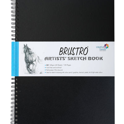 BRUSTRO Artists Wiro Bound Sketch Book| Spiral | A3 Size, 120 Pages, 160 GSM| Ideal for Students and Adults,Home, School, Students, Beginners, Professional Drawing, Sketching, Mandala Art