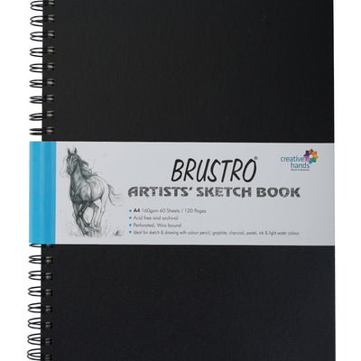 BRUSTRO Artists Wiro Bound Sketch Book| Spiral | A4 Size, 120 Pages, 160 GSM| Ideal for Students and Adults,Home, School, Students, Beginners, Professional Drawing, Sketching, Mandala Art