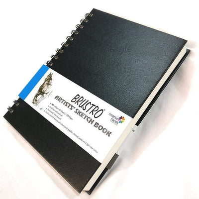 BRUSTRO Artists Wiro Bound Sketch Book | Spiral | A5 Size | 120 Pages, 160 GSM | Ideal for Students and Adults, School, Office, Drawing, Sketching, Mandala, Shading Art | Medium Surface, Natural Grain