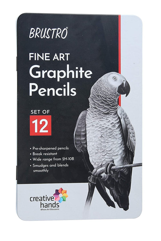 Brustro Wiro Bound A5 Size Artists Sketch Book, 120 Pages, 160 GSM and BRUSTRO Artists ’ FINEART Graphite Pencil Set of 12 (10B-2H)