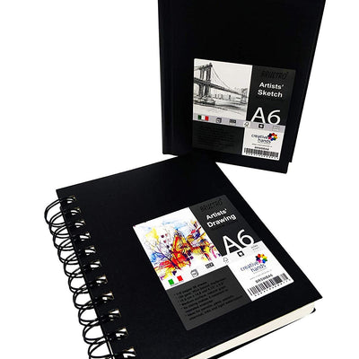 Brustro Artists Sketch Book A6 (Small) Size Stitched Bound 156 Pages 90 GSM, and Sketchbook A6 (Small) Size WIRO Bound, 116 Pages, 160 GSM (Acid Free)