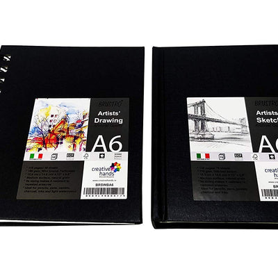 Brustro Artists Sketch Book A6 (Small) Size Stitched Bound 156 Pages 90 GSM, and Sketchbook A6 (Small) Size WIRO Bound, 116 Pages, 160 GSM (Acid Free)