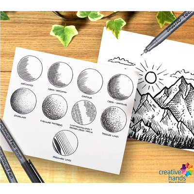 BRUSTRO Technical Pens Fineliner Set|Black| Set of 9|Ideal for Students,Adults|Doodle,Mandala,Fineart,Outline,Waterproof,Architecture,Technical Drawingwith Bristol Ultra Smooth A4 Size ( 20 +4 Sheets )