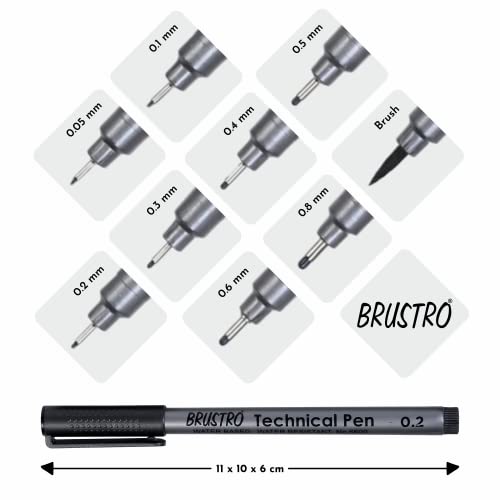 Brustro Technical Pen Black 0.05MM (Pack of 6)