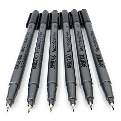 Brustro Technical Pen Black 0.1MM (Pack of 6)