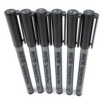 Brustro Technical Pen Black 0.1MM (Pack of 6)