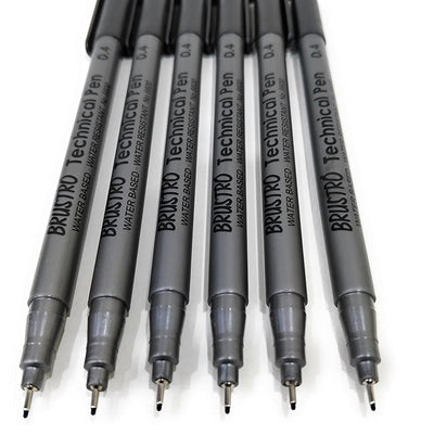 Brustro Technical Pen Black 0.4MM (Pack of 6)