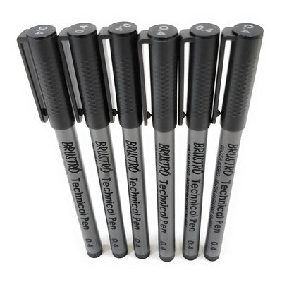 Brustro Technical Pen Black 0.4MM (Pack of 6)