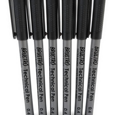 Brustro Technical Pen Black 0.4MM (Pack of 6)
