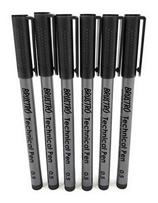 Brustro Technical Pen Black 0.5MM (Pack of 6)