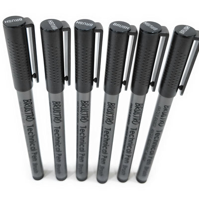 Brustro Technical Pen Black Brush (Pack of 6)
