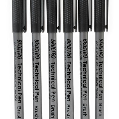 Brustro Technical Pen Black Brush (Pack of 6)