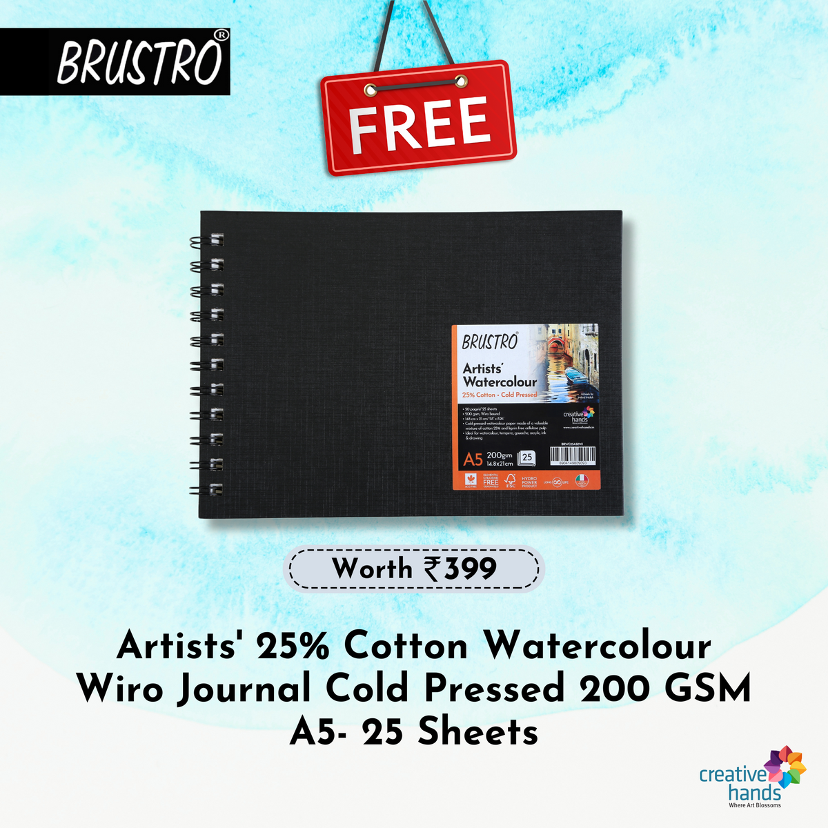 Brustro Watercolour Ink Set B of 6 x 15ml (6 Shades with Free Watercolour A5 Wiro Journal Worth Rs 399)