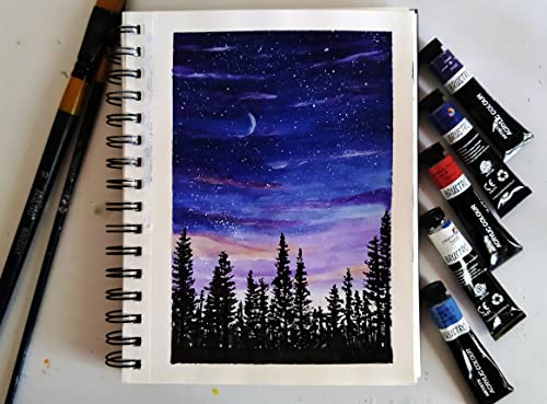Brustro Artist 100% Cotton Watercolour Wiro Bound Journal Cold Pressed 300 GSM, 4" X 6" – (20 Sheets)
