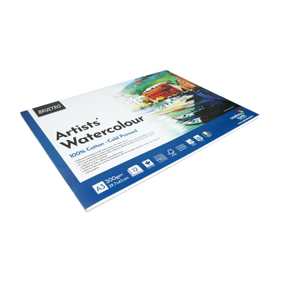 Brustro Artists' Watercolour 100% Cotton 300gsm Cold Pressed Pad, 12 Sheets, Size- A3