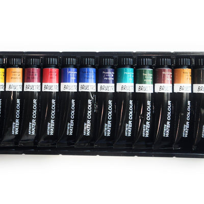 BRUSTRO Artist's Watercolour Paint | Set of 12 Colours X 12ML Tubes | Ideal for Landscape, Portrait, Paper, Painting, Artist, Professional watercolor, Transparent Colors, Painting Dry & Wet, Fine Art