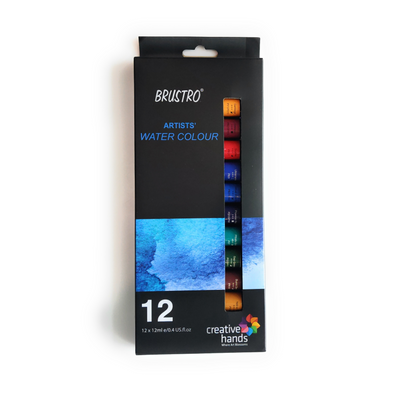 BRUSTRO Artist's Watercolour Paint | Set of 12 Colours X 12ML Tubes | Ideal for Landscape, Portrait, Paper, Painting, Artist, Professional watercolor, Transparent Colors, Painting Dry & Wet, Fine Art