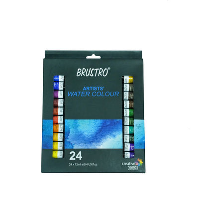 BRUSTRO ARTISTS' WATERCOLOUR SET OF 24 COLOURS X 12ML TUBES
