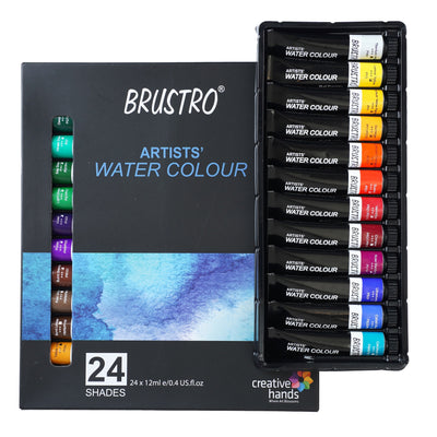 BRUSTRO ARTISTS' WATERCOLOUR SET OF 24 COLOURS X 12ML TUBES