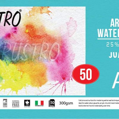 Brustro Artists' WC 25% Cotton 300gsm Cold Pressed jumbo - A3 (50 Sheets)