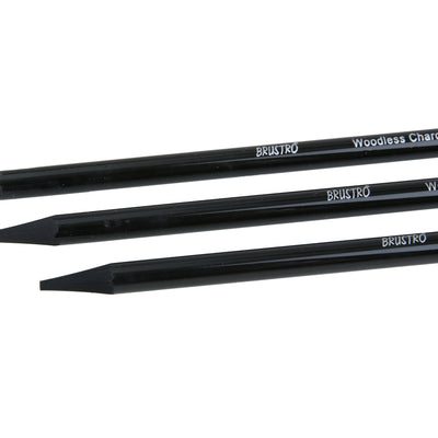 Brustro Woodless Charcoal Pencil Set of 6 (3 Soft, 2 Medium, 1 Hard)