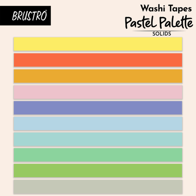 BRUSTRO Washi Tapes Pastel Palette Solids Shade, 15 mm X 5 mtrs (set of 10)