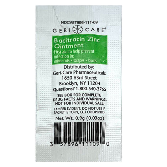 Bacitracin Zinc Ointment 0.9 gram Foil Packets 144/box by Geri-Care