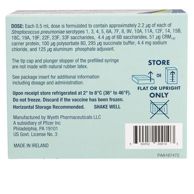 Prevnar 20 Vaccine Pneumococcal 20-valent Conjugate (Diphtheria CRM197 Protein) 0.5 mL x 10/Pack Pfizer USPG **Refrigerated (RX)