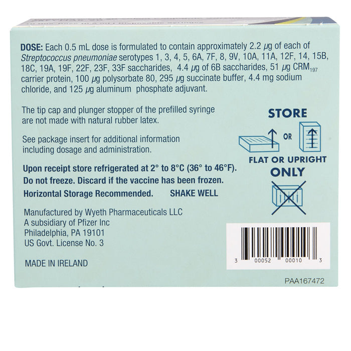 Prevnar 20 Vaccine Pneumococcal 20-valent Conjugate (Diphtheria CRM197 Protein) 0.5 mL x 10/Pack Pfizer USPG **Refrigerated (RX)