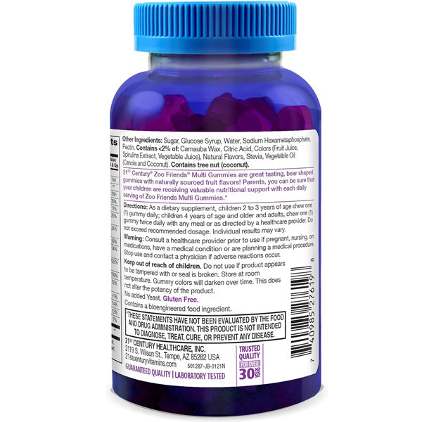 Zoo Friends Childrens Multivitamin Supplement Gummies, Fruit Flavors 60 Count