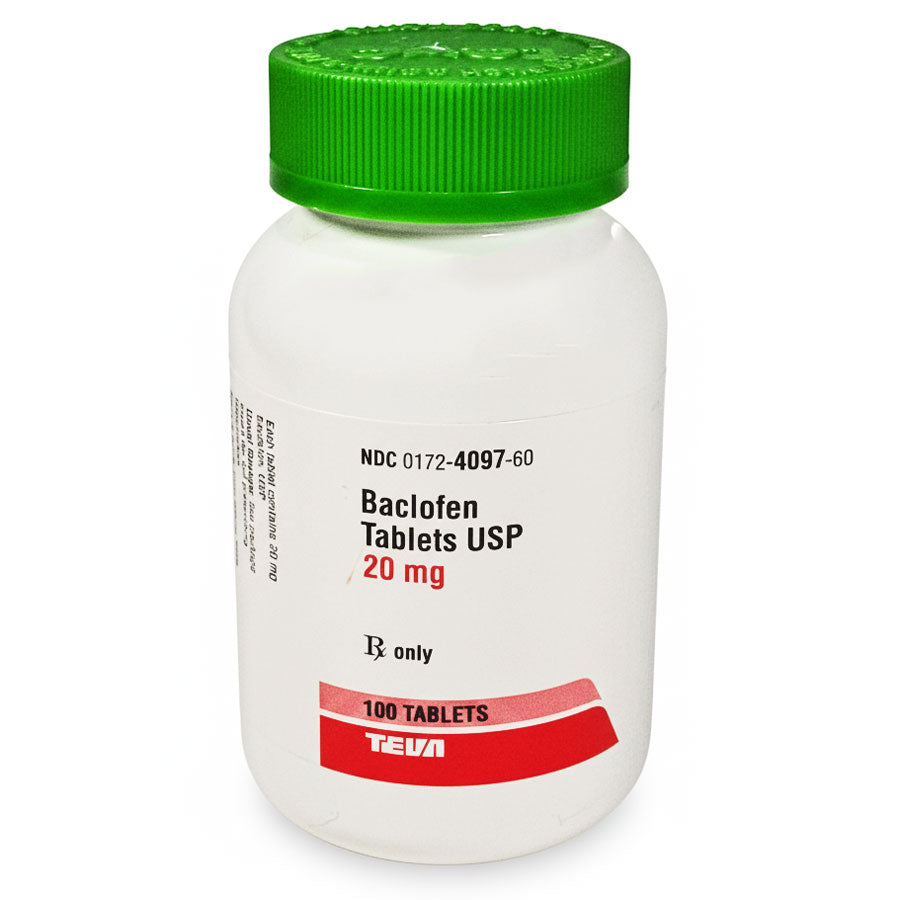Baclofen Tablets 20 mg by Teva 100 Count (Rx)