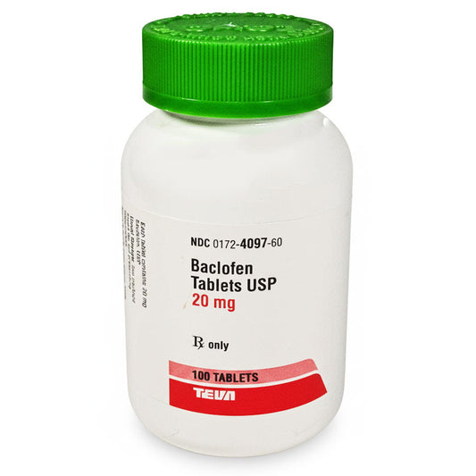 Baclofen Tablets 20 mg by Teva 100 Count (Rx)