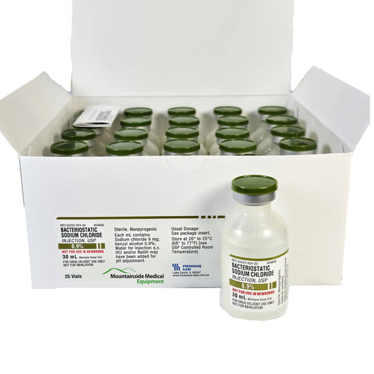 Bacteriostatic Sodium Chloride 0.9% For Injection 30 mL Multiple Dose Vials, 25/tray (Rx)