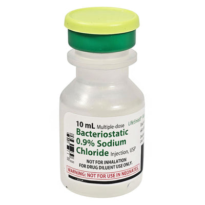 Bacteriostatic Sodium Chloride 0.9% Injection 10 mL Multiple-Dose 25/pack by Hospira Pfizer (Rx)