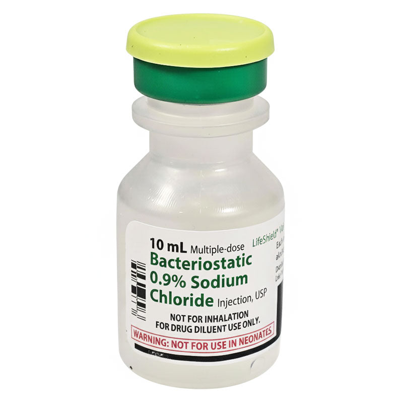 Bacteriostatic Sodium Chloride 0.9% Injection 10 mL Multiple-Dose 25/pack by Hospira Pfizer (Rx)