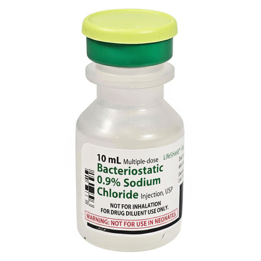 Bacteriostatic Sodium Chloride 0.9% Injection 10 mL Multiple-Dose 25/pack by Hospira Pfizer (Rx)