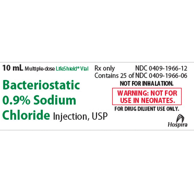 Bacteriostatic Sodium Chloride 0.9% Injection 10 mL Multiple-Dose 25/pack by Hospira Pfizer (Rx)