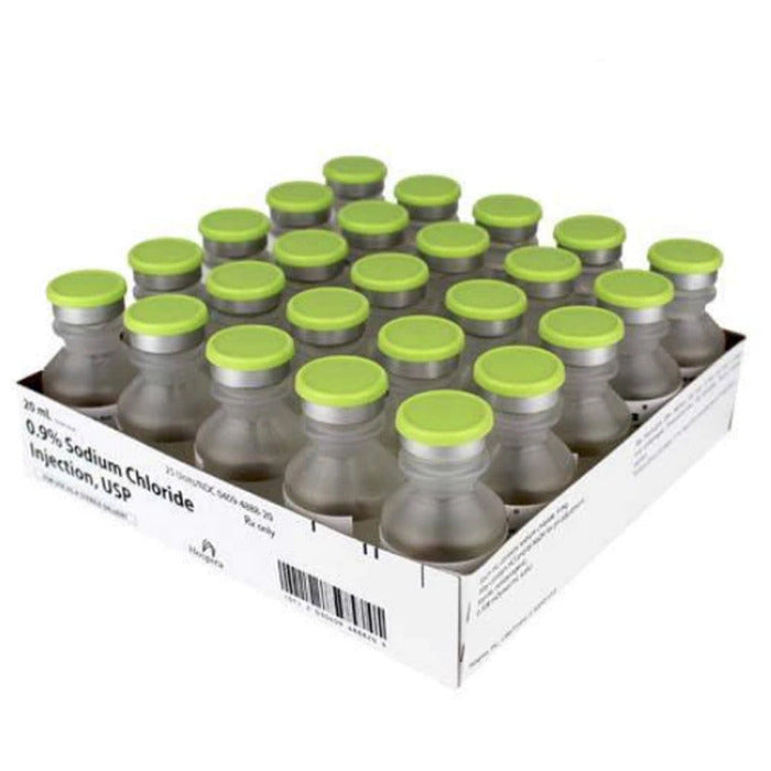 Bacteriostatic Sodium Chloride 0.9% Injection Normal Saline Multiple Dose 20 mL, 25/pk (Rx)